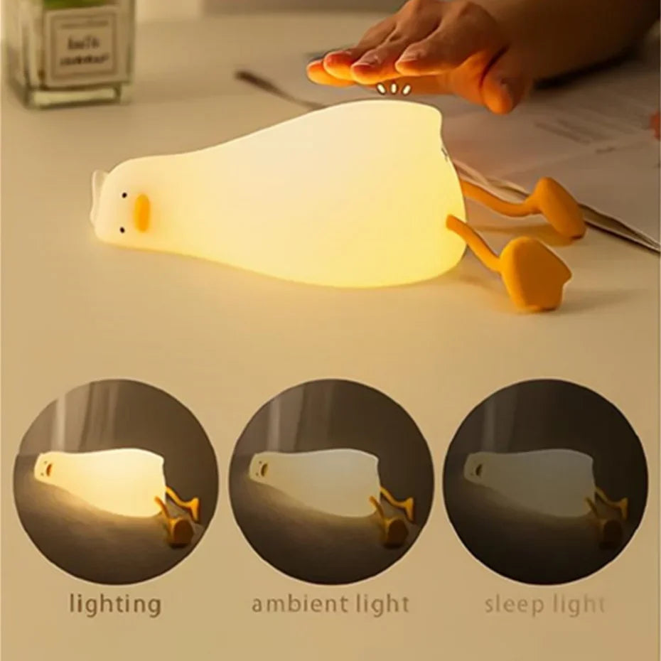 LED Night Light Rechargeable Silicone Squishy Duck Lamp